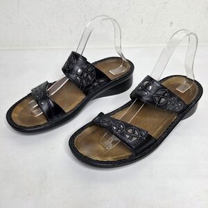 Naot Cornet Sandal Black Leather Slide Comfort Artisinal Minimalist EU 39 US 8